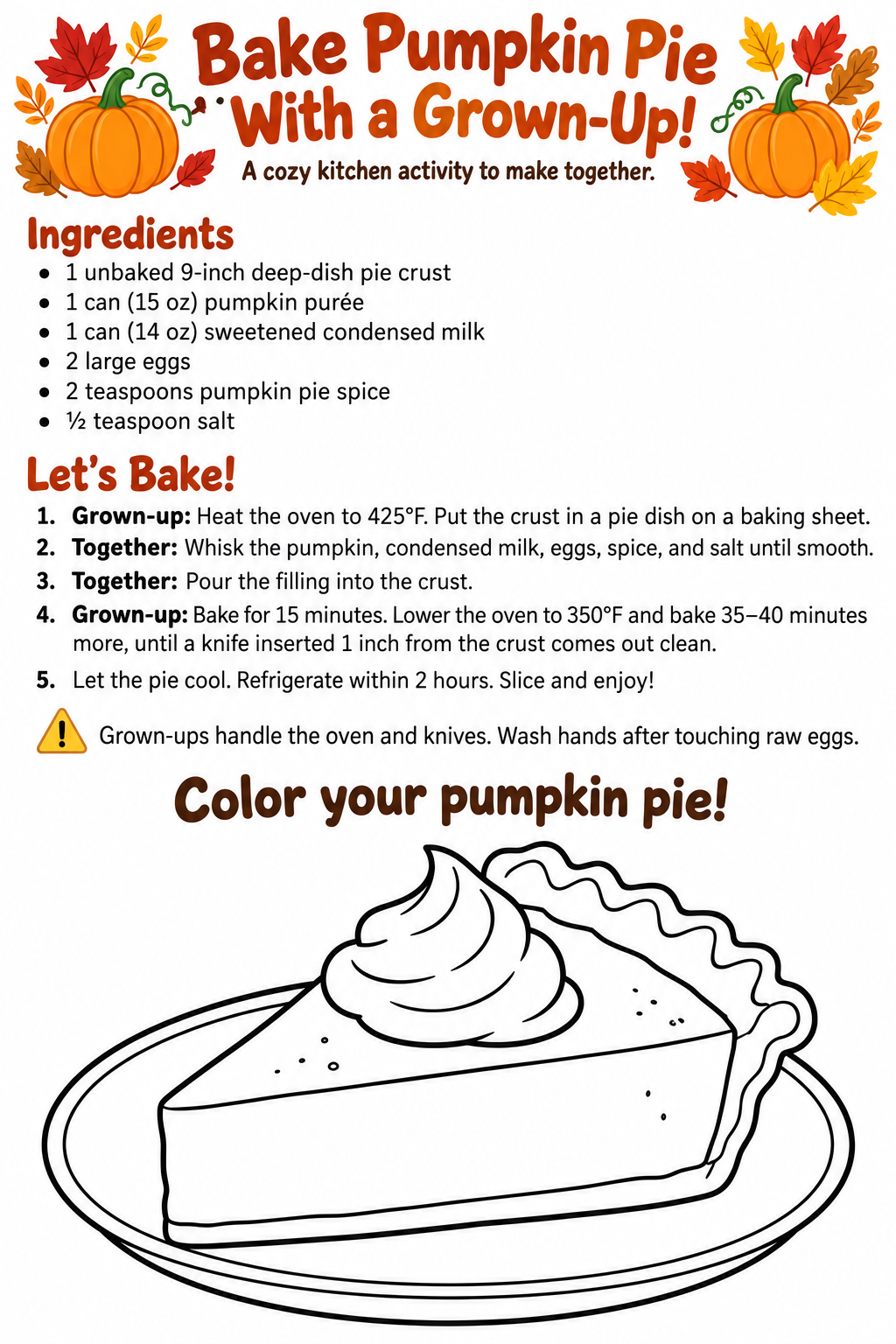 Make Pumpkin Pie With Your Grown Up