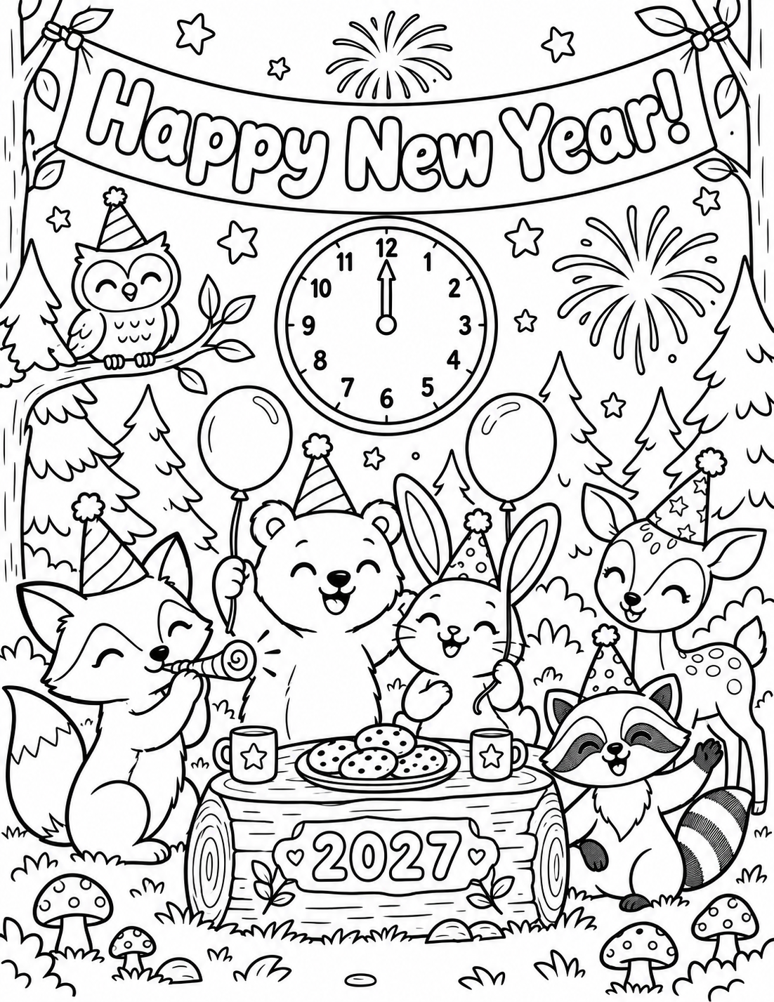 New Year’s Eve coloring page