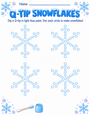 Q-Tip Snowflake Paining