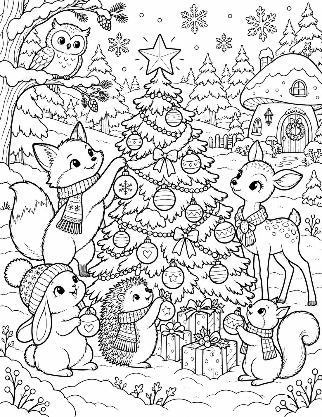 Woodland Creatures Coloring Page