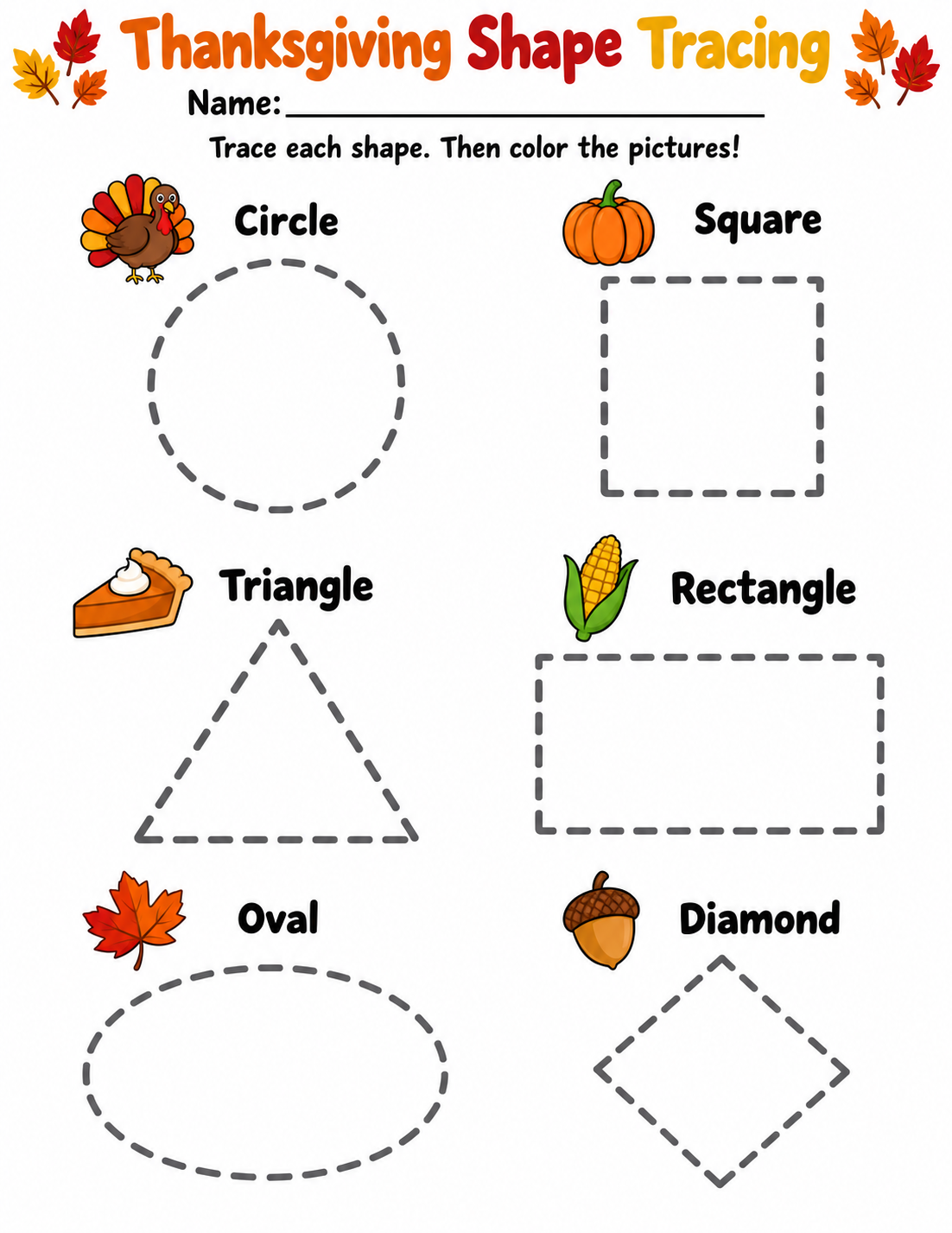 Thanksgiving Shape Tracing
