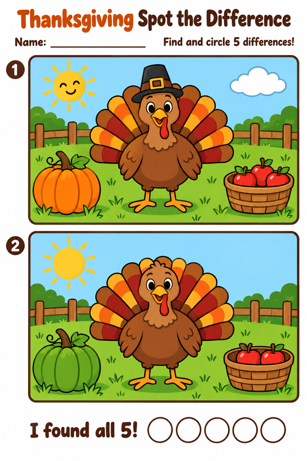 Thanksgiving Spot the Difference