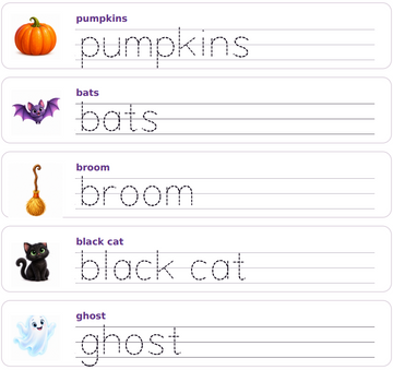Halloween Word Tracing
