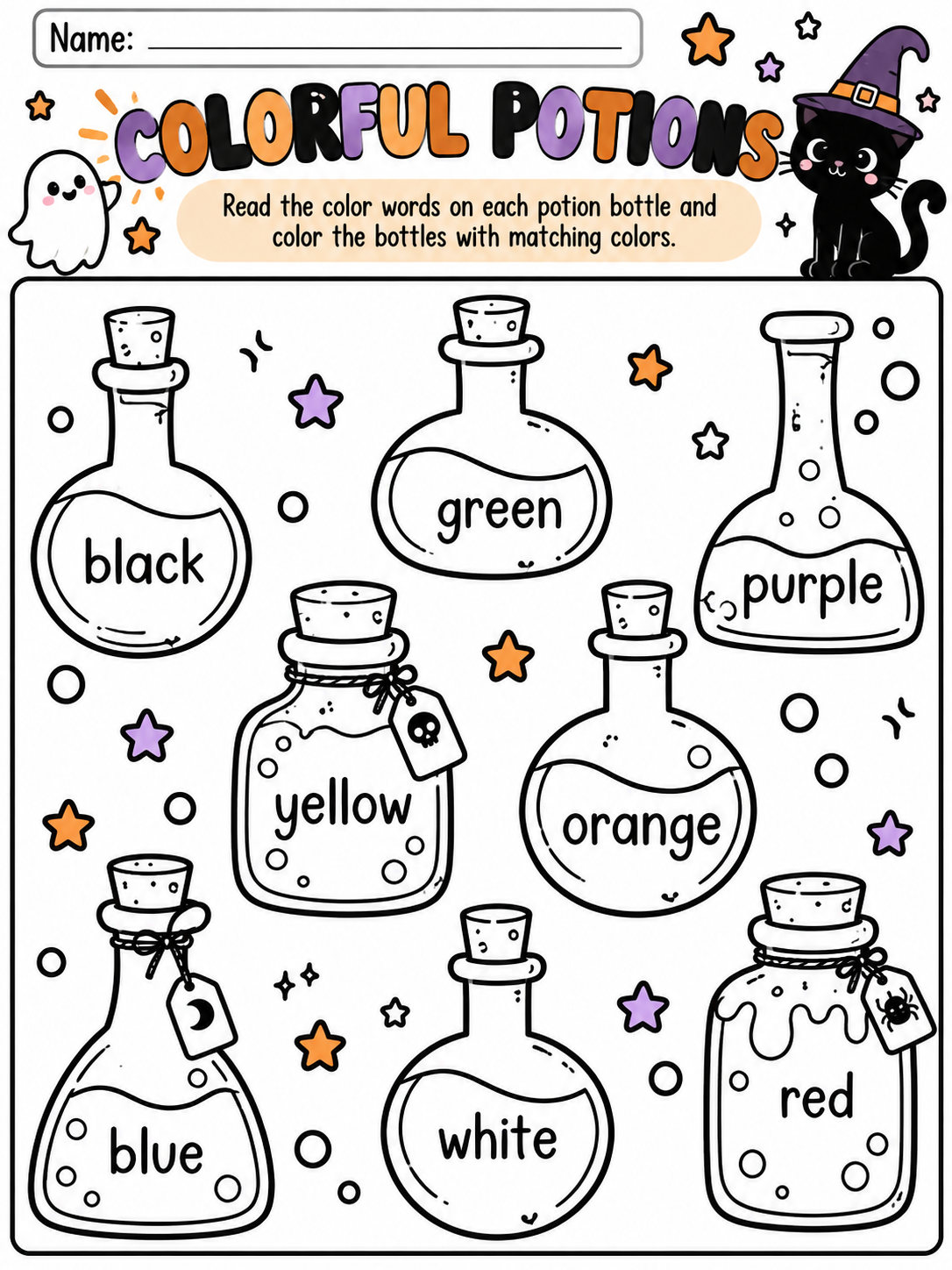 Halloween potion worksheet