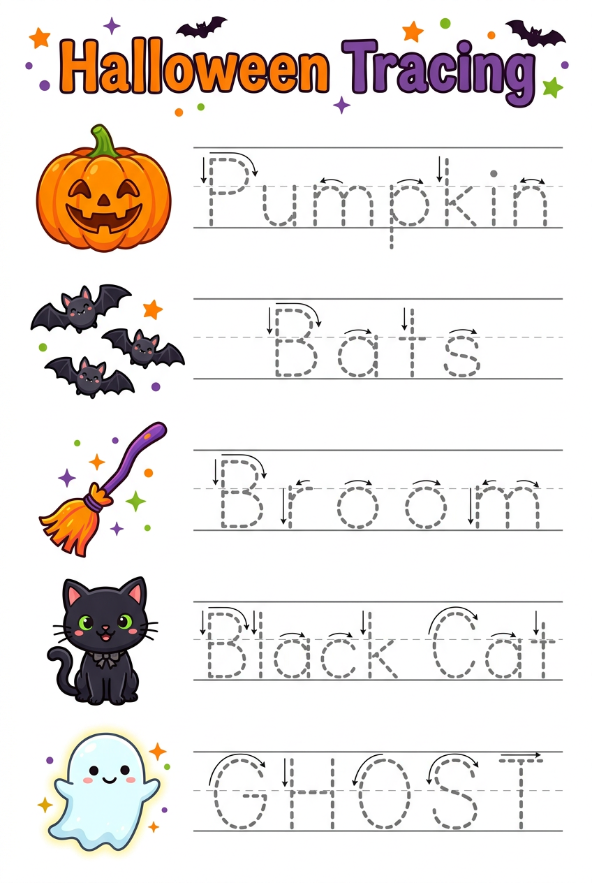 Halloween Tracing Fun: A Preschool Activity Book